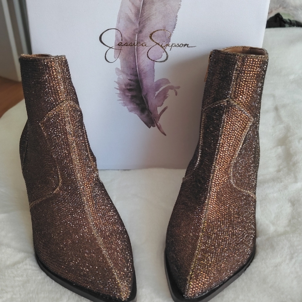 Jessica Simpson Women's Sparkling Ankle Booties - Brown